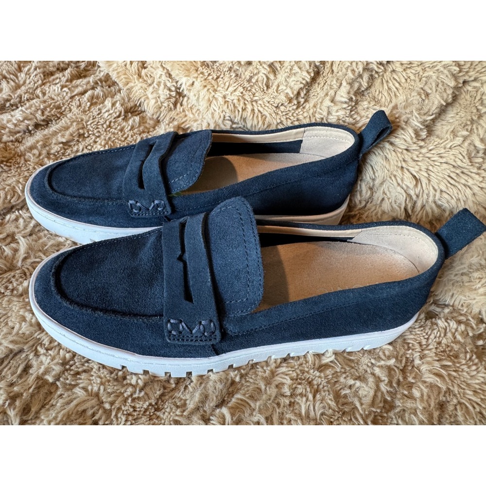 Vionic Uptown Women's Slip-On Penny Loafers Navy Blue Suede Size 7 Arch Support